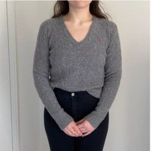 Ralph Lauren V-Neck Wool Cable Knit Sweater